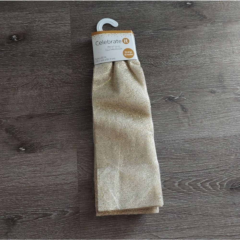 Gold Glitter Pre-Cut Tulle Strips by Celebrate It
